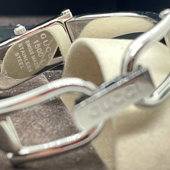 Gucci Pink Mother of Pearl Horsebit Silver Watch in original Box w/ Cards - Picture 6 of 11